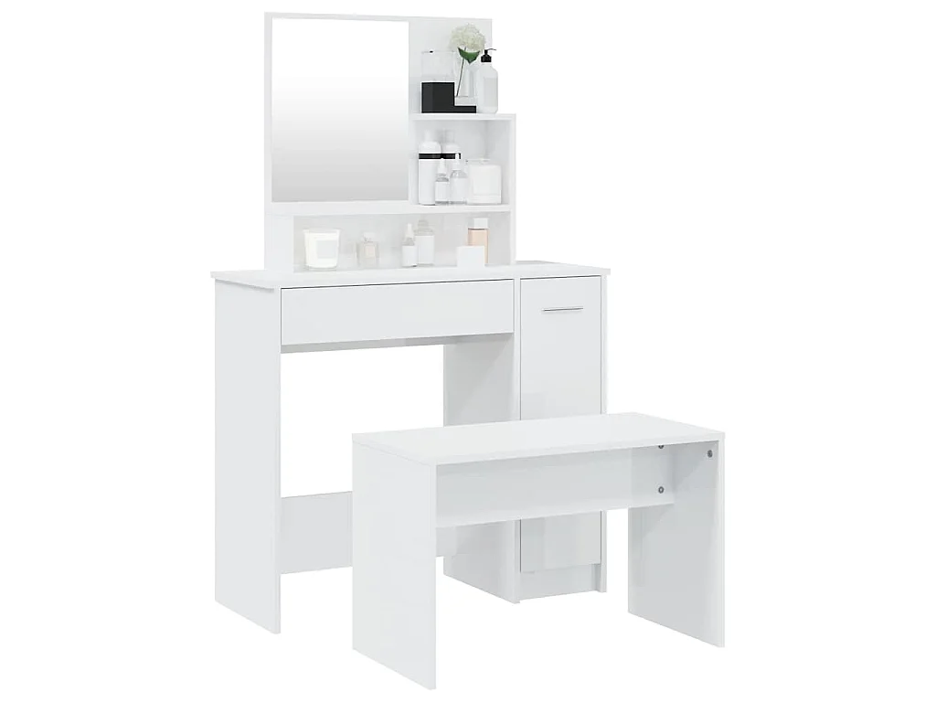 Ensemble de coiffeuse Blanc brillant 86,5x35x136 cm