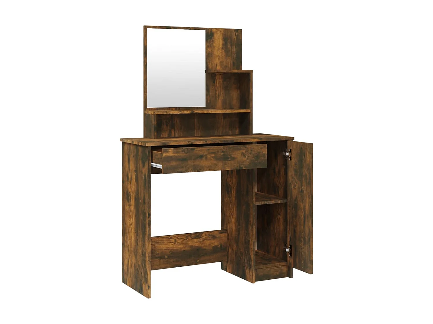 Kaptafel met spiegel 86,5x35x136 cm gerookt eikenkleurig