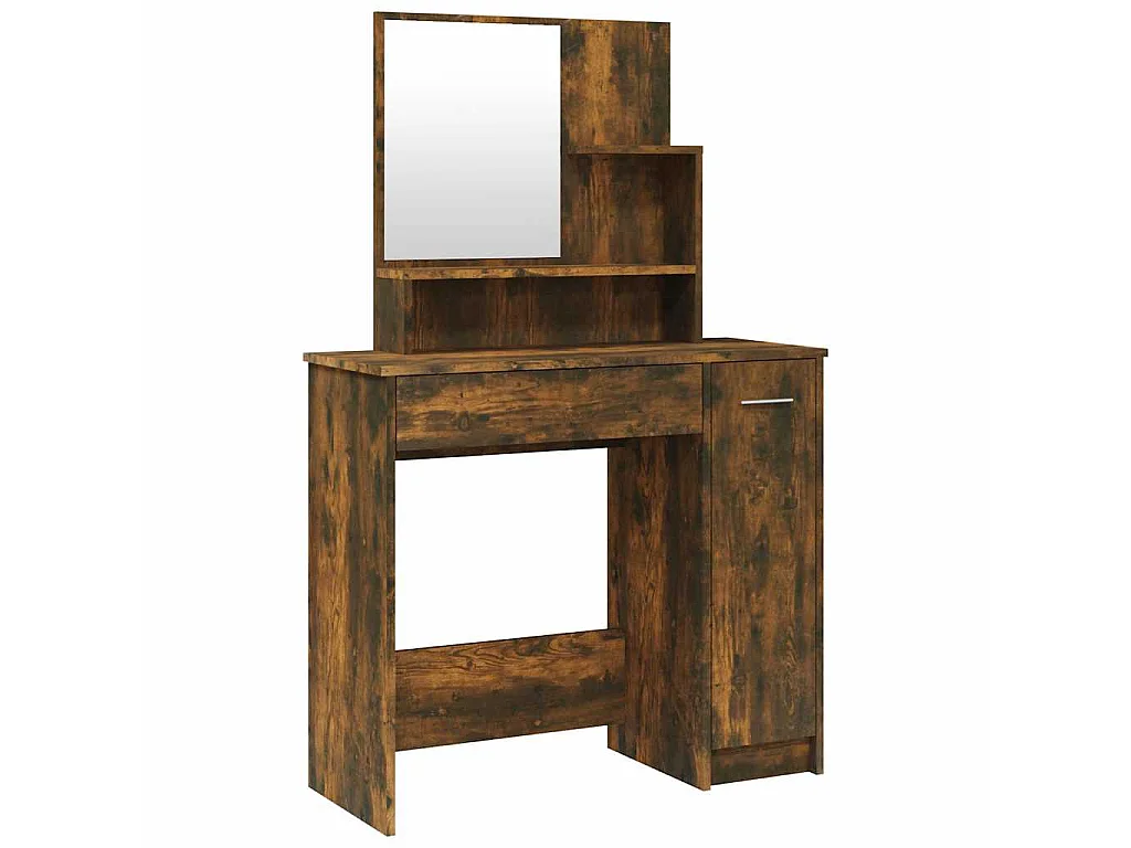 Coiffeuse avec miroir Chêne fumé 86,5x35x136 cm