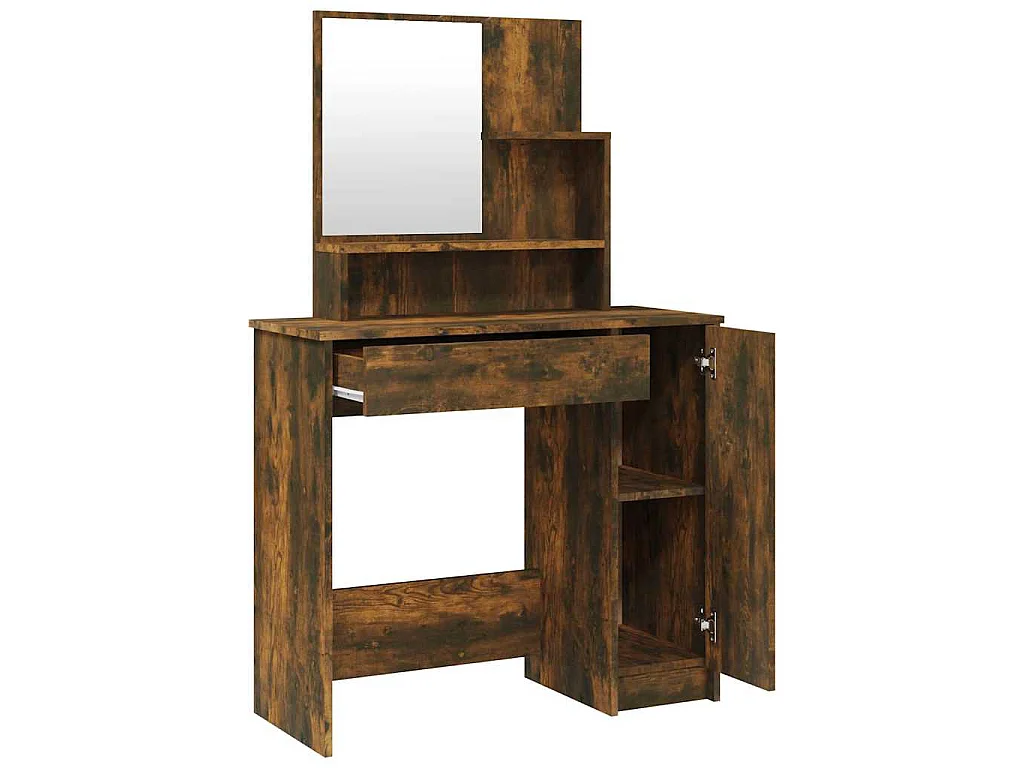 Coiffeuse avec miroir Chêne fumé 86,5x35x136 cm