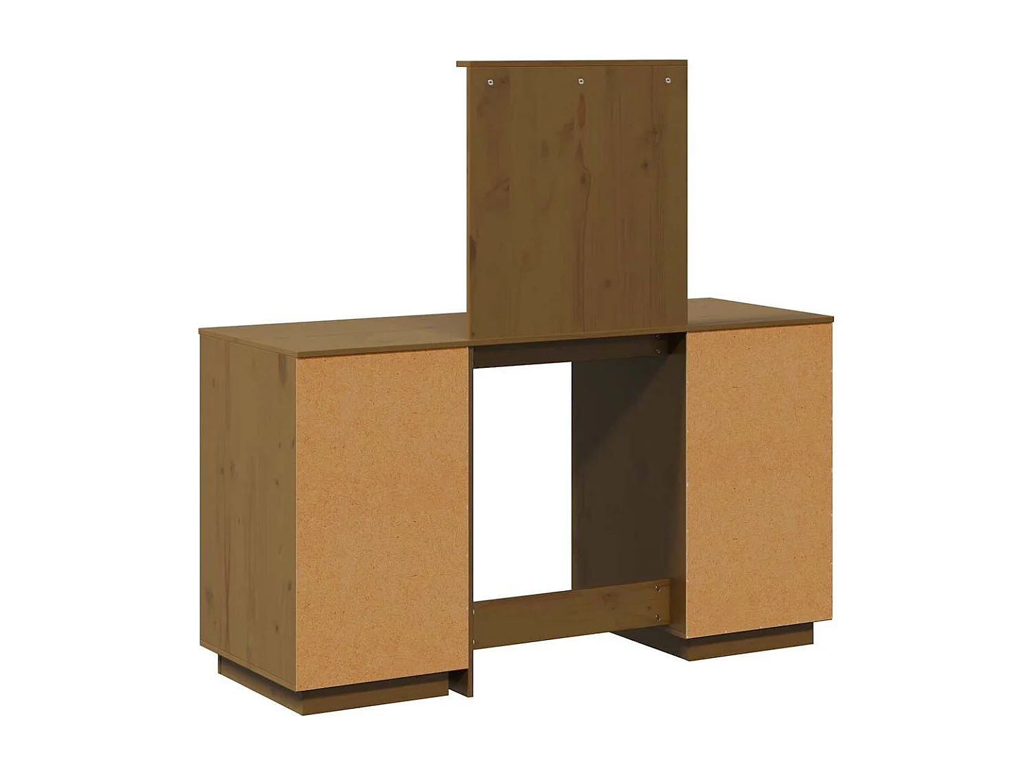 Ensemble de coiffeuse et miroir Marron miel Bois de pin solide