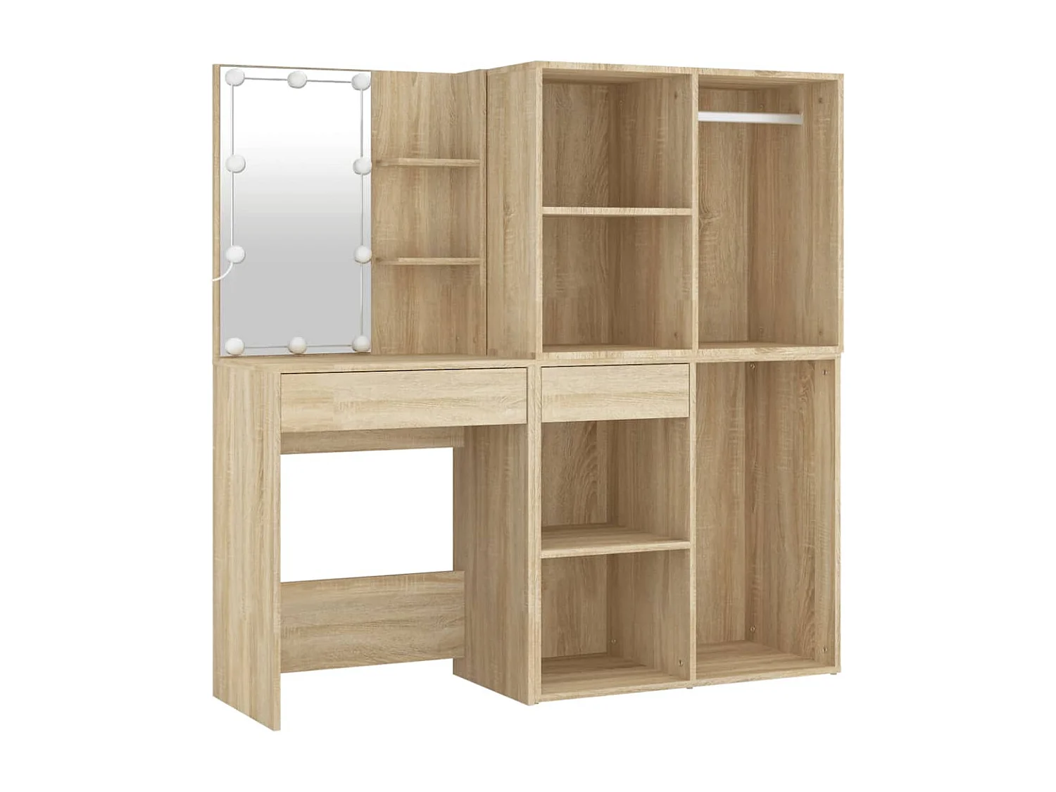 Kaptafel met 2kastjes en LED's bewerkt hout sonoma eikenkleurig