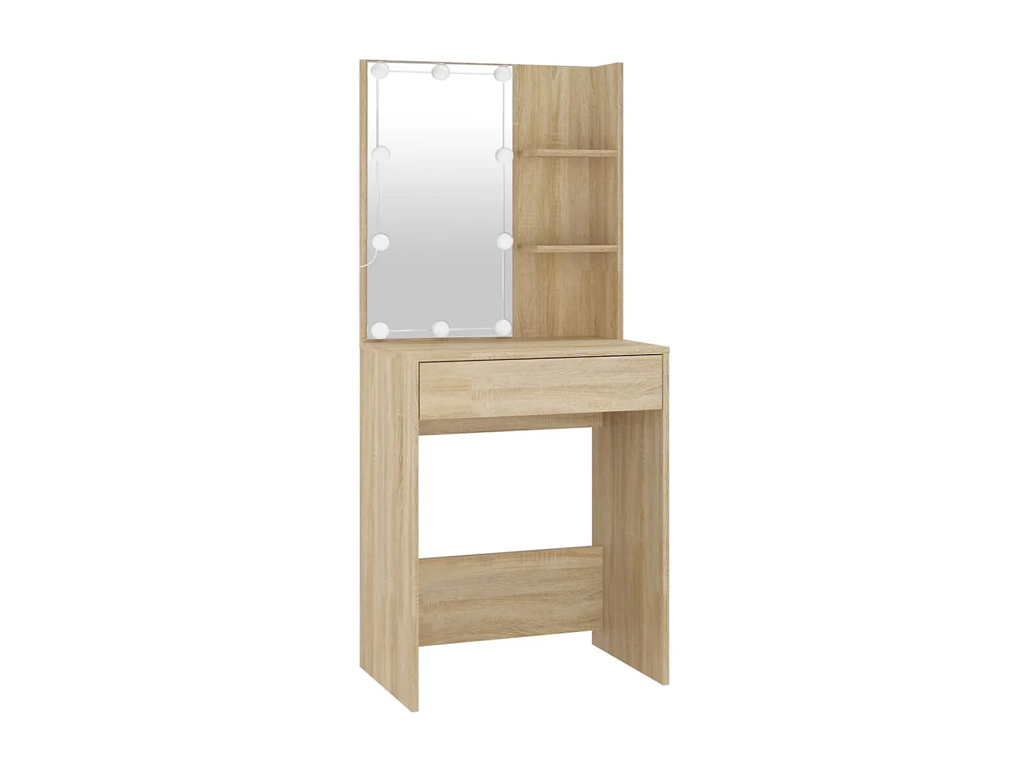 Kaptafel met 2kastjes en LED's bewerkt hout sonoma eikenkleurig