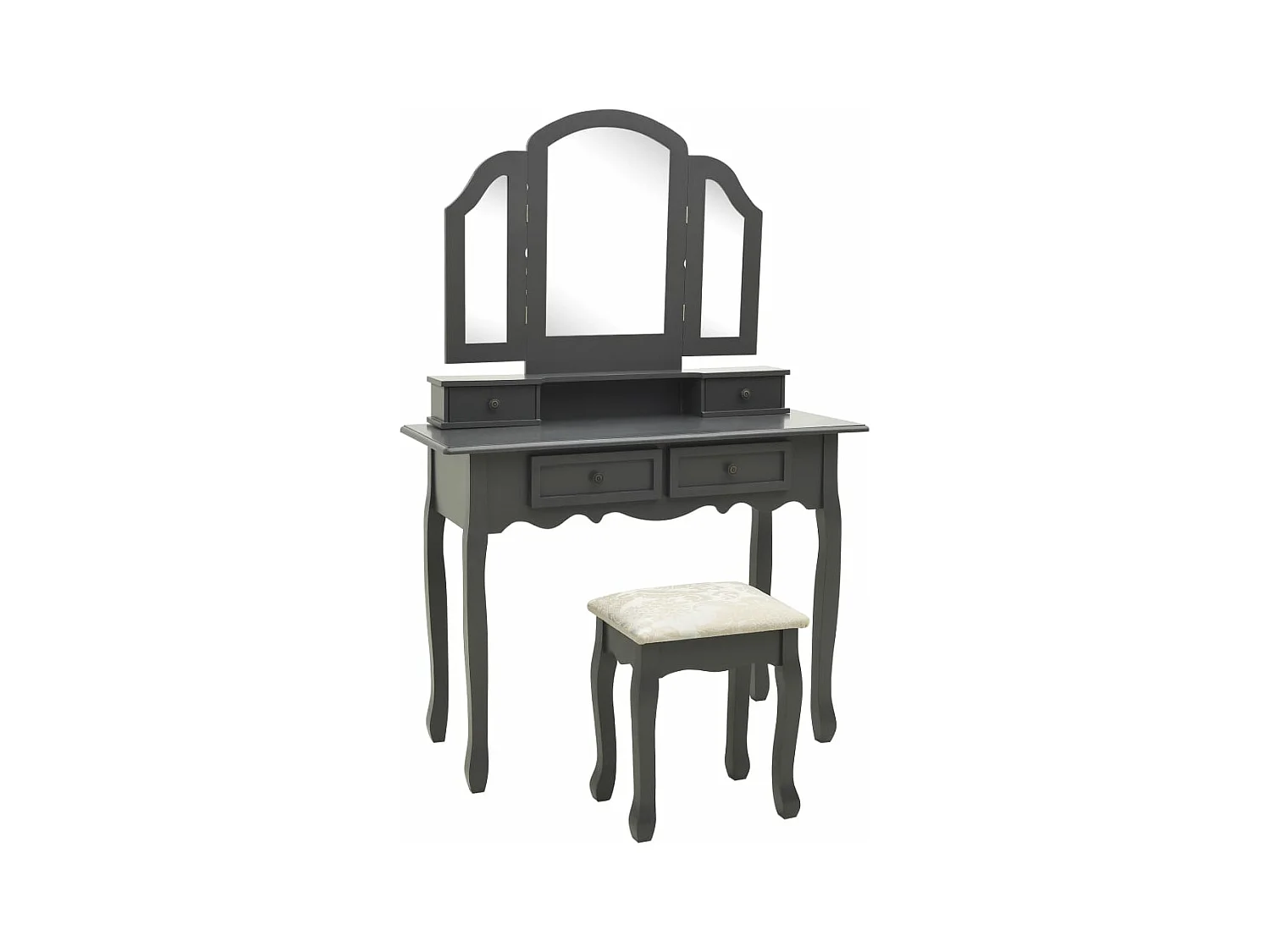 Ensemble de coiffeuse avec tabouret Gris 100x40x146cm Paulownia
