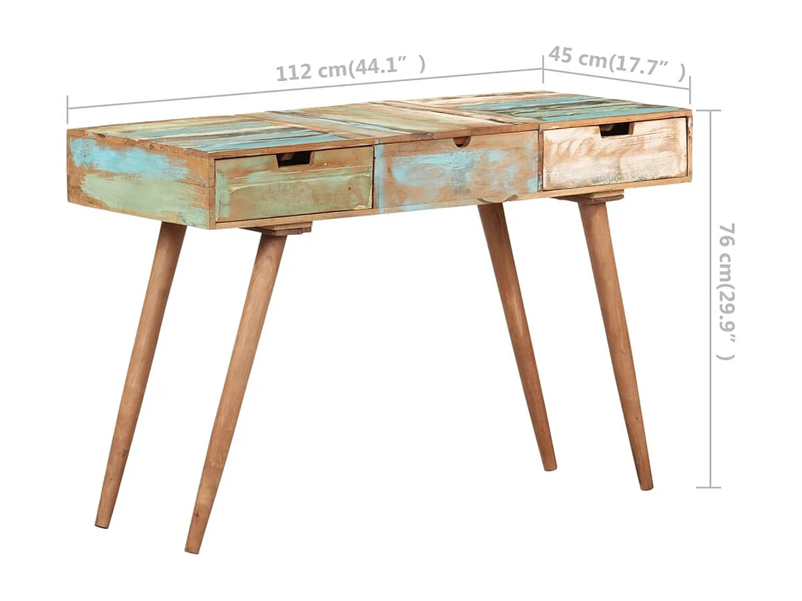 Coiffeuse avec miroir 112x45x76 cm Bois massif de récupération