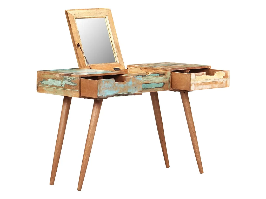 Schminktisch mit Spiegel 112x45x76 cm Altholz Massiv