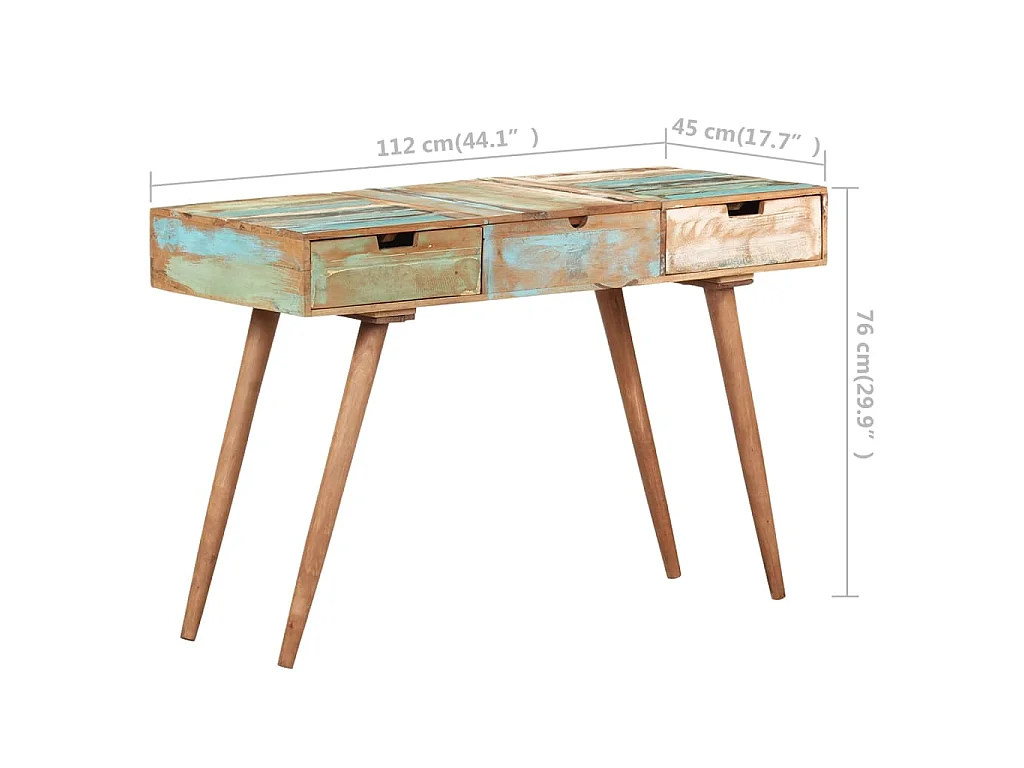 Schminktisch mit Spiegel 112x45x76 cm Altholz Massiv