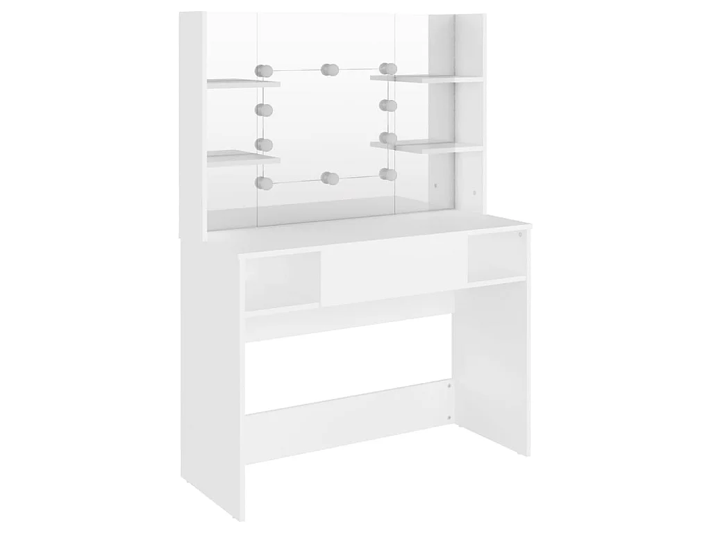 Kaptafel met LED-verlichting 100x40x135 cm MDF wit