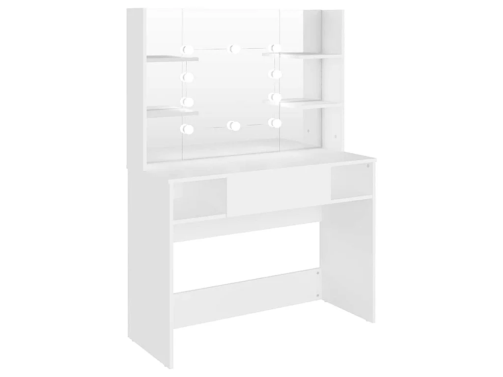 Kaptafel met LED-verlichting 100x40x135 cm MDF wit