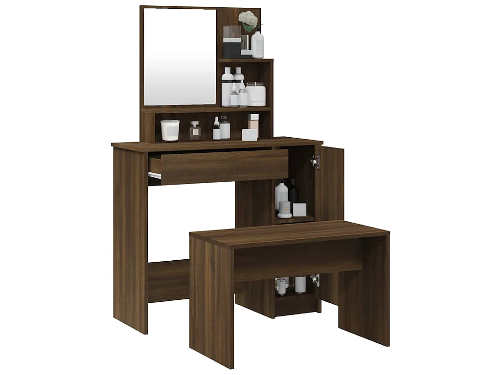 Ensemble de coiffeuse Chêne marron 86,5x35x136 cm