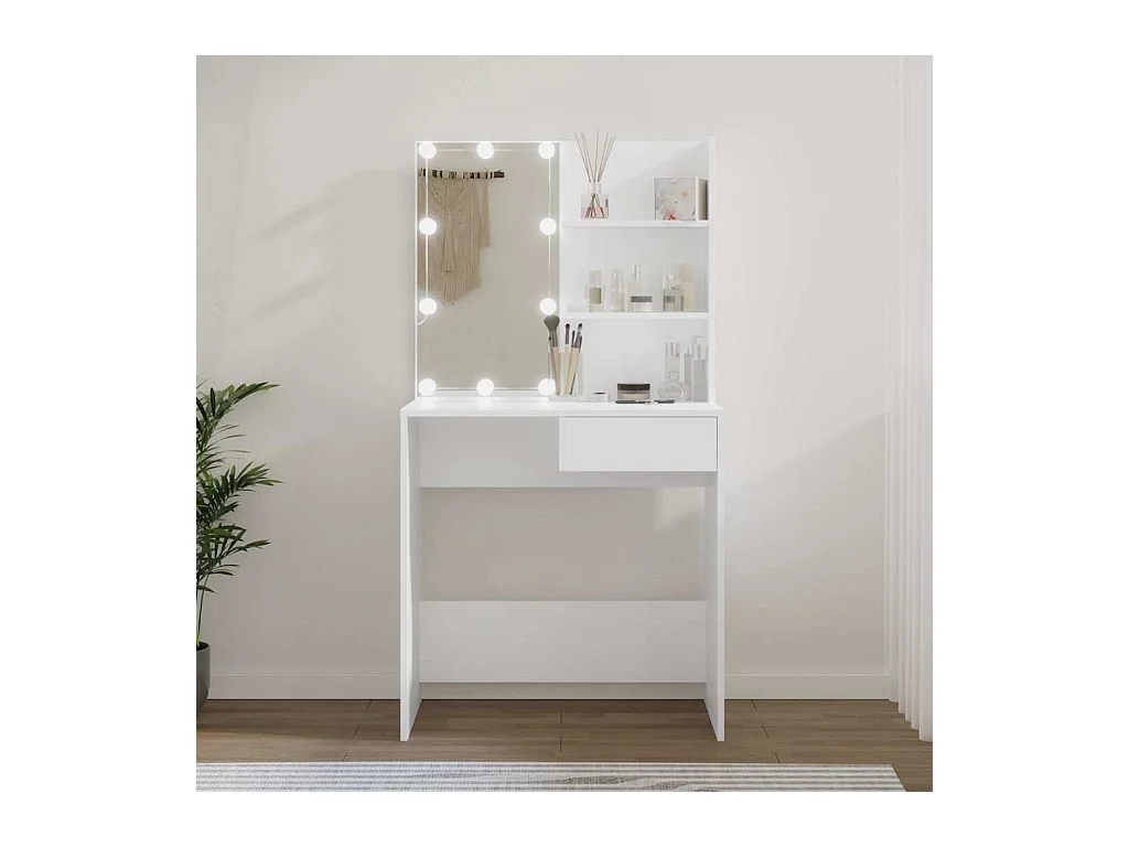 Kaptafel met LED-verlichting 74,5x40x141 cm wit