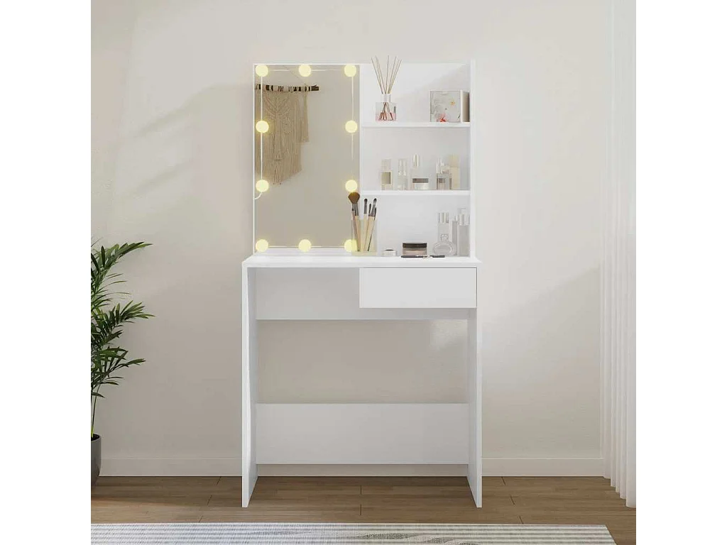 Schminktisch mit LED Weiß 74,5x40x141 cm