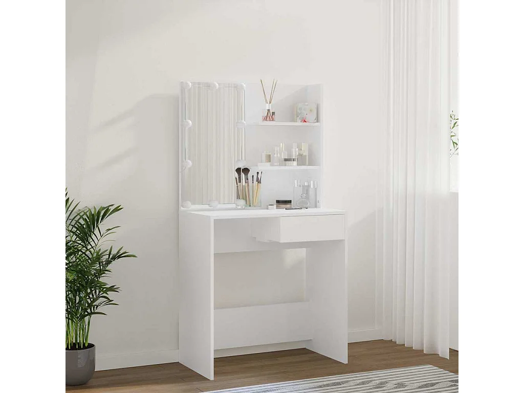 Coiffeuse avec LED Blanc 74,5x40x141 cm