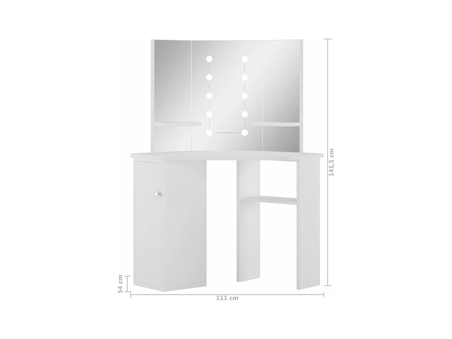 Tocador de esquina mesa de maquillaje con luz LED blanca