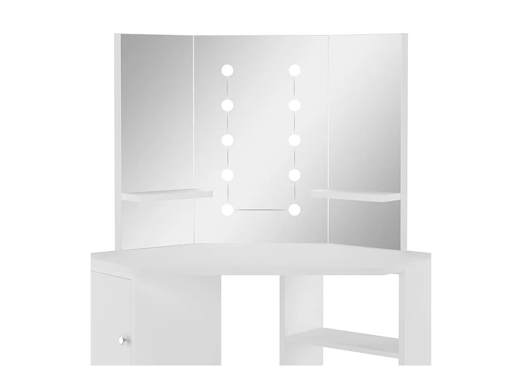 Tocador de esquina mesa de maquillaje con luz LED blanca