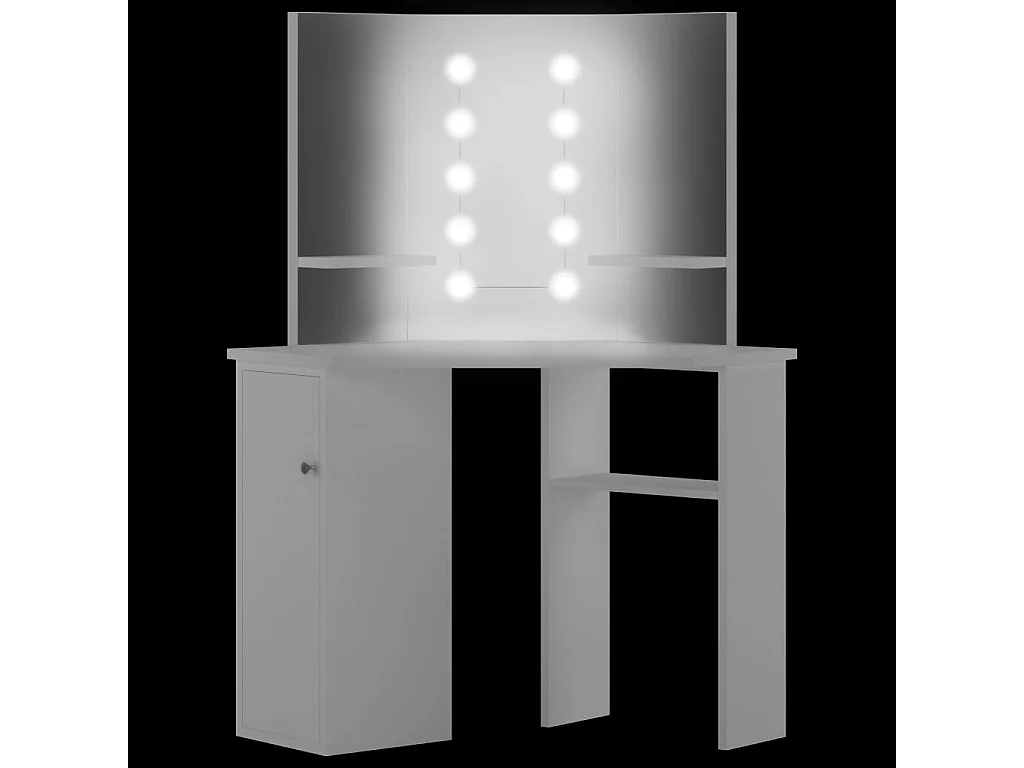 Coiffeuse d'angle table de maquillage lumière LED Blanc clair