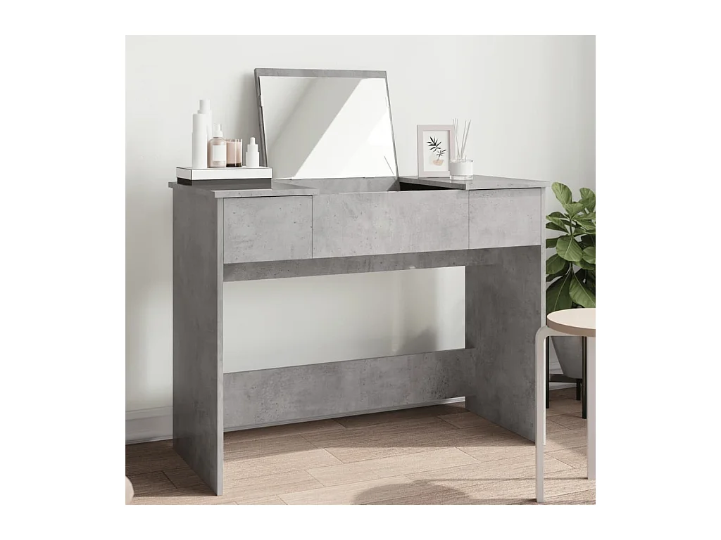 Kaptafel met spiegel 100x45x76 cm betongrijs