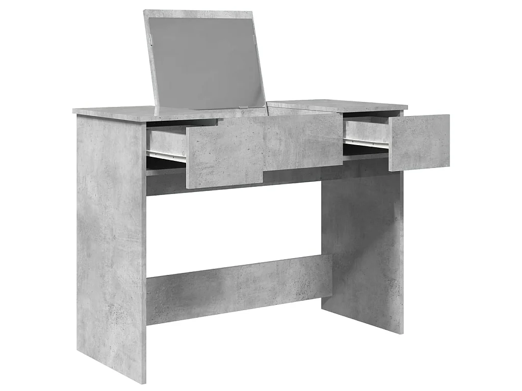 Tocador con espejo color gris hormigón 100x45x76 cm