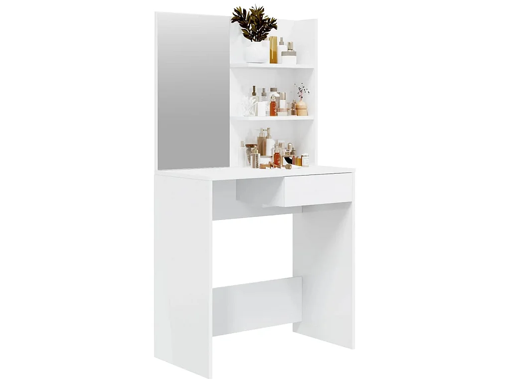 Toucador com espelho 74,5x40x141 cm branco brilhante