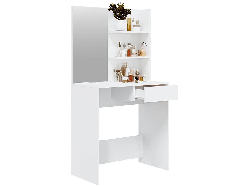 Toucador com espelho 74,5x40x141 cm branco brilhante