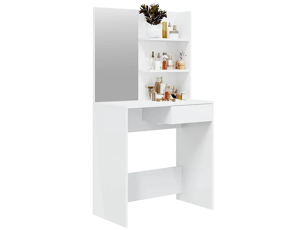 Toucador com espelho 74,5x40x141 cm branco brilhante
