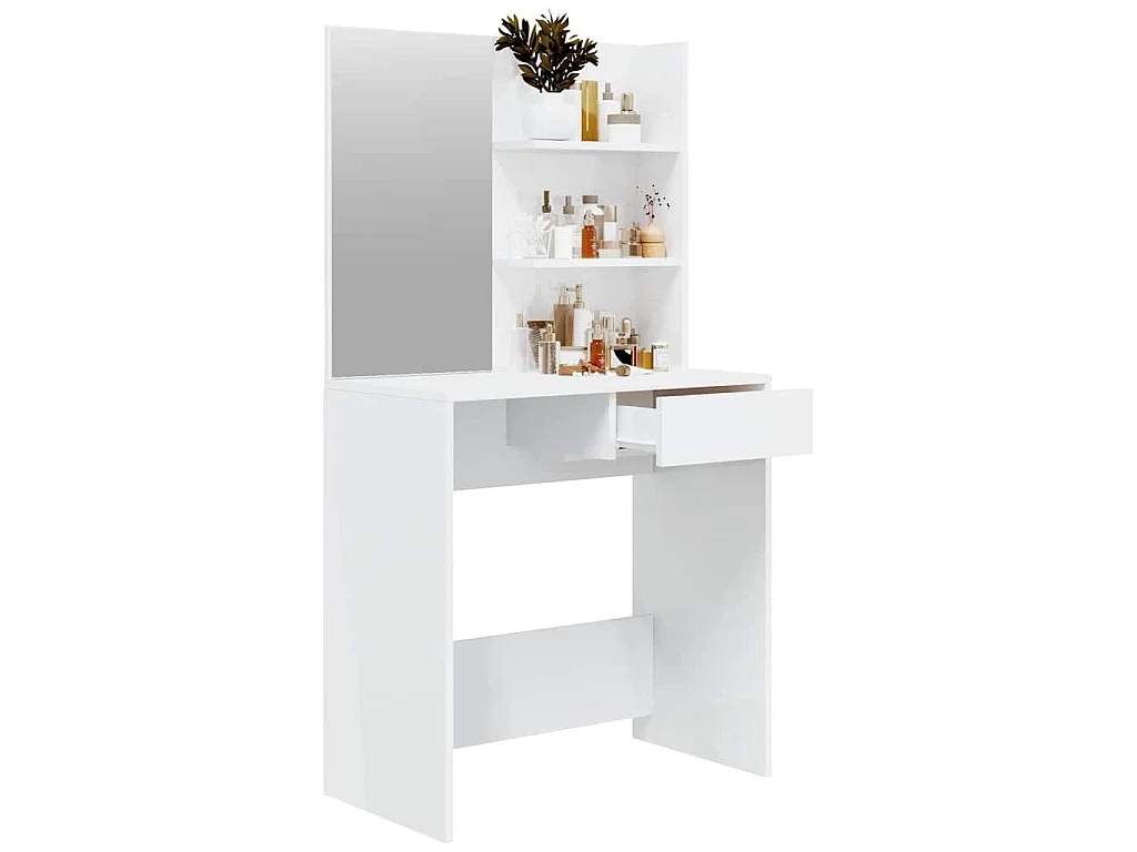 Toucador com espelho 74,5x40x141 cm branco brilhante