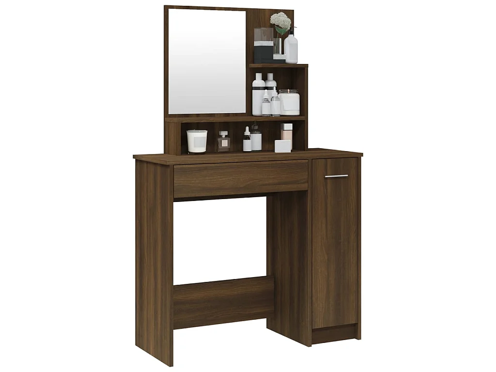 Coiffeuse avec miroir Chêne marron 86,5x35x136 cm