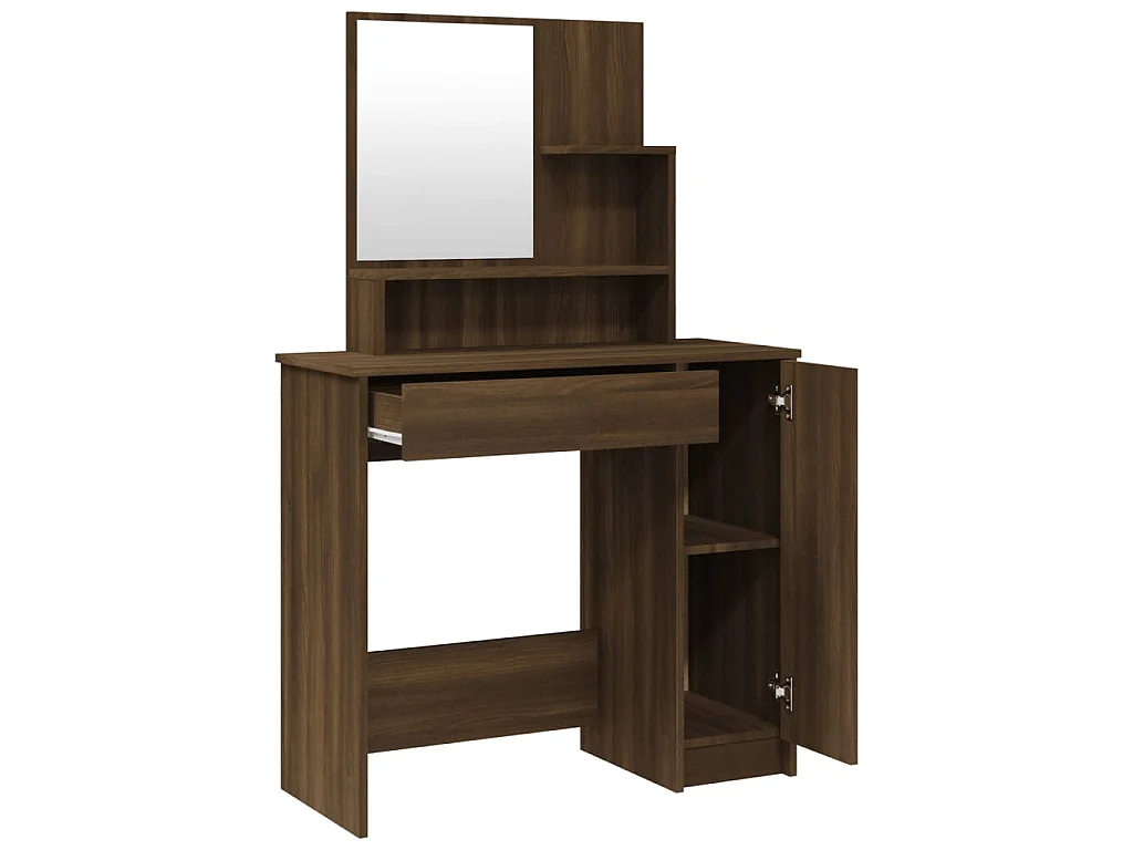 Coiffeuse avec miroir Chêne marron 86,5x35x136 cm