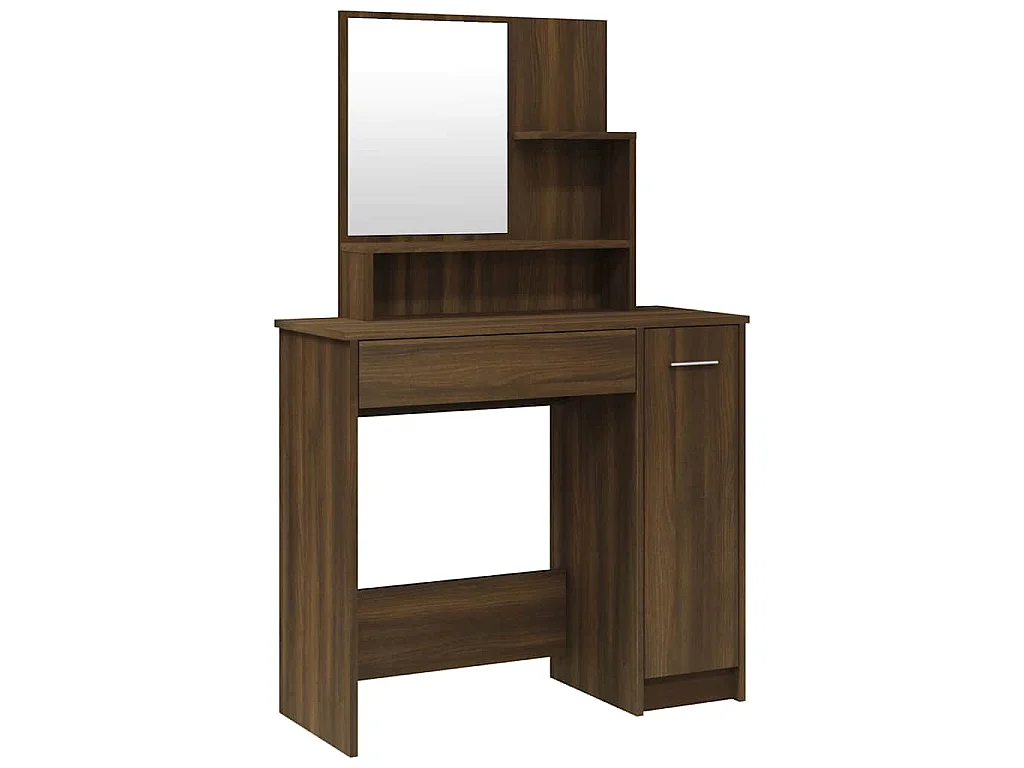 Schminktisch mit Spiegel Braun Eichen-Optik 86,5x35x136 cm