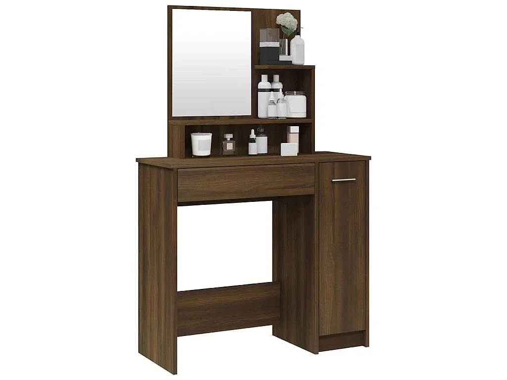 Schminktisch mit Spiegel Braun Eichen-Optik 86,5x35x136 cm