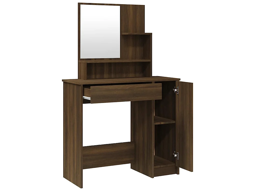 Schminktisch mit Spiegel Braun Eichen-Optik 86,5x35x136 cm