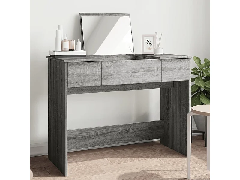 Kaptafel met spiegel 100x45x76 cm grijs sonoma eikenkleurig