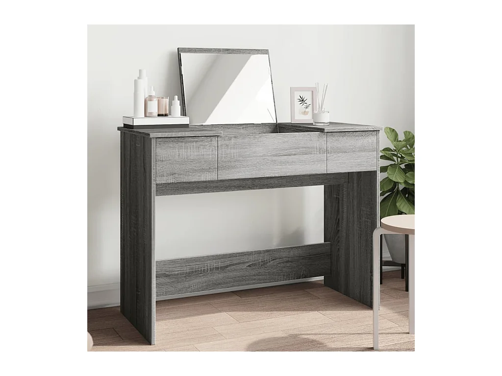 Toeletta con Specchio Grigio Sonoma 100x45x76 cm