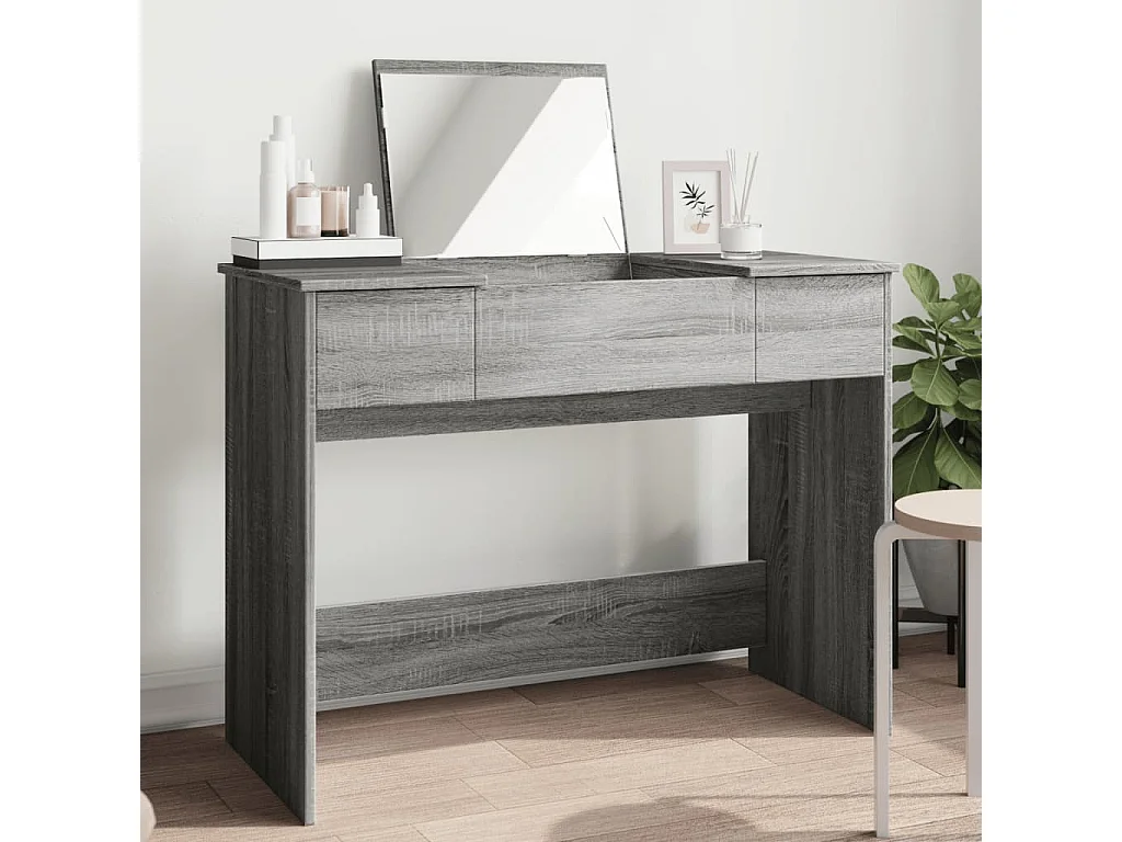 Coiffeuse avec miroir sonoma gris 100x45x76 cm