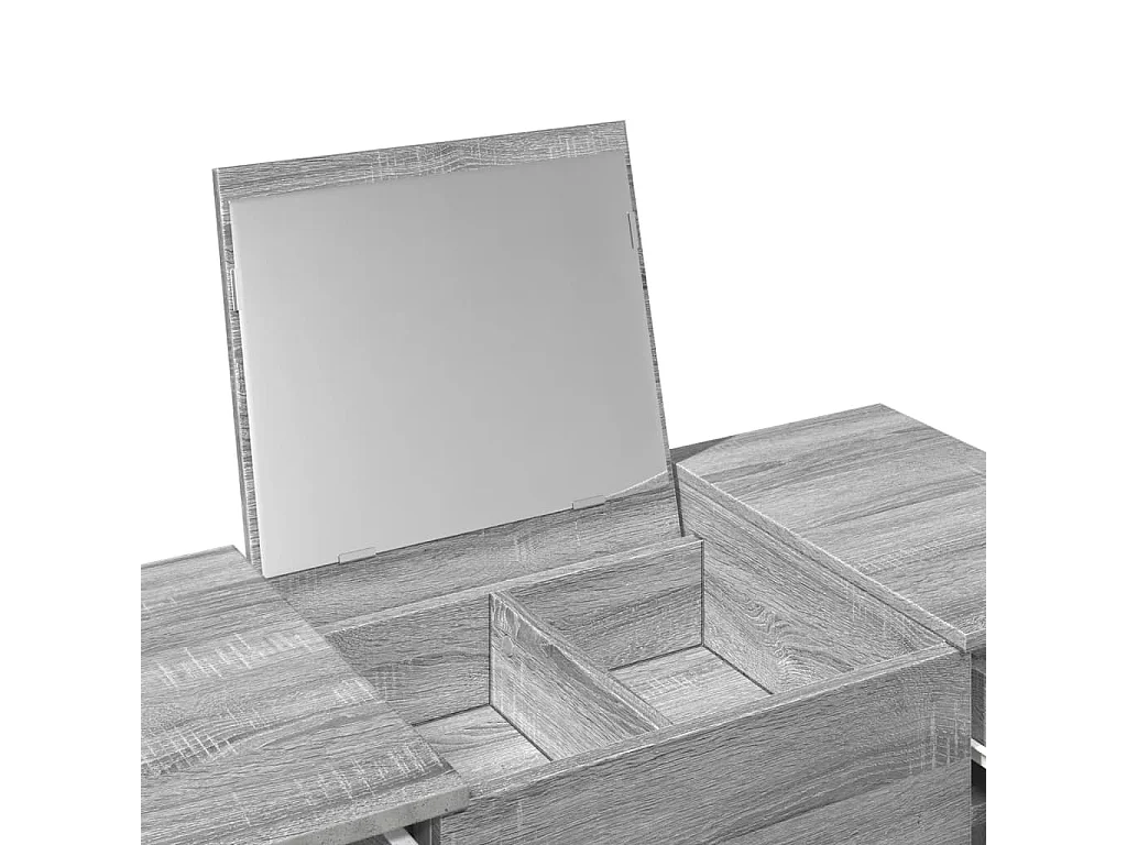 Coiffeuse avec miroir sonoma gris 100x45x76 cm