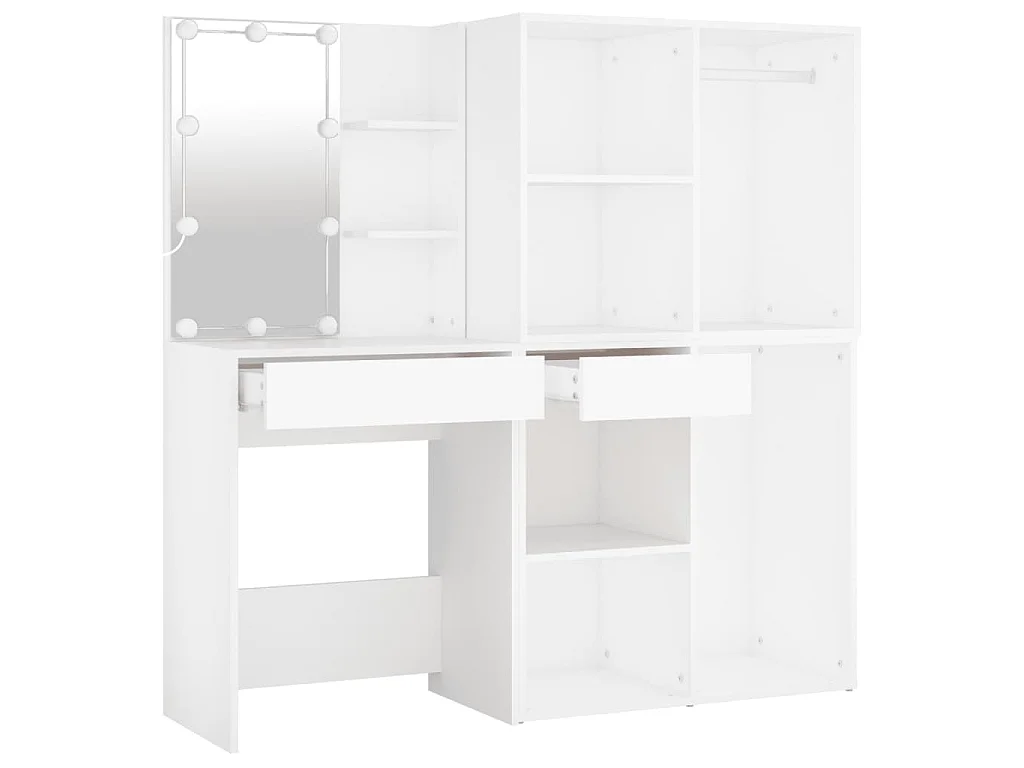 Toaletka z LED Biały z Drewna Inżynieryjnego z 2 Szafkami i Oświetleniem LED