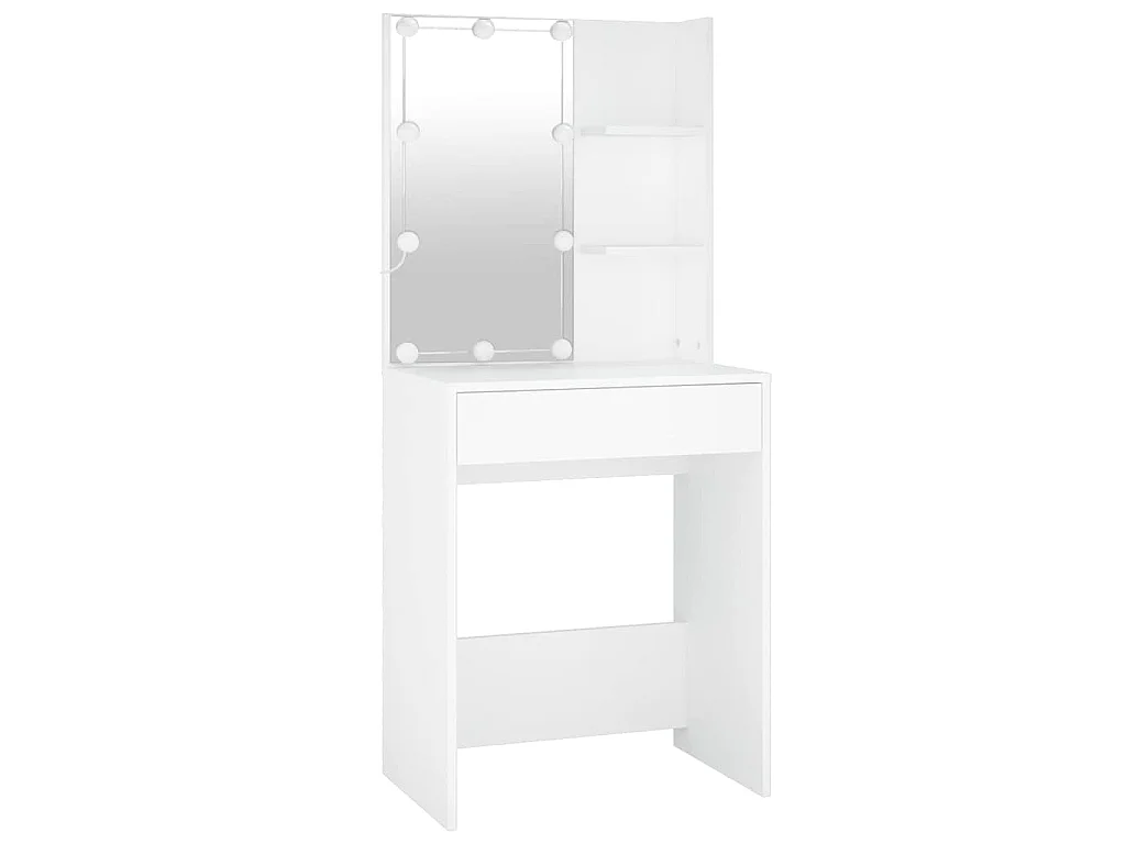 Tocador con LED y 2 armarios madera contrachapada blanco