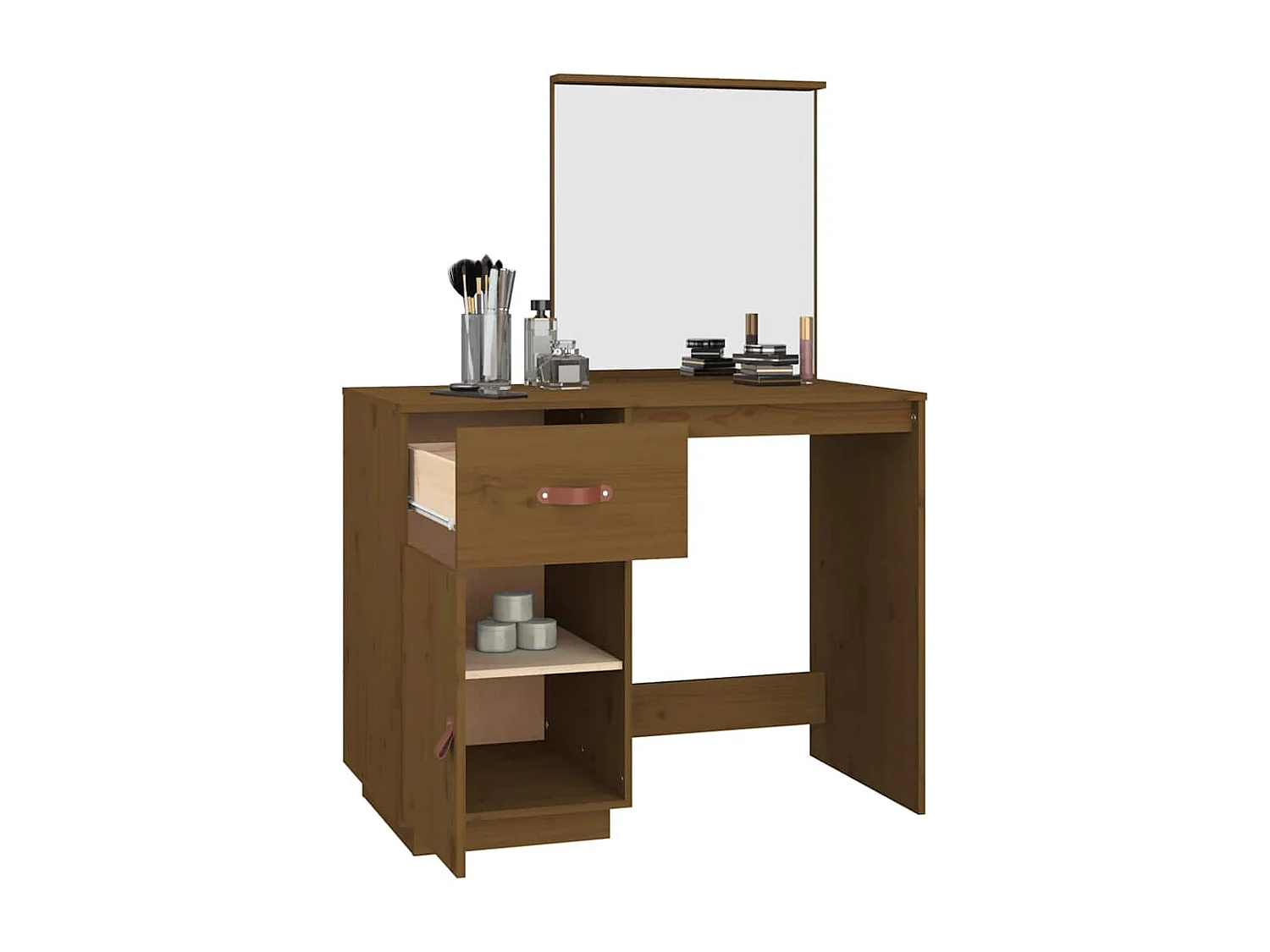 Coiffeuse Marron miel 95x50x134 cm Bois de pin massif