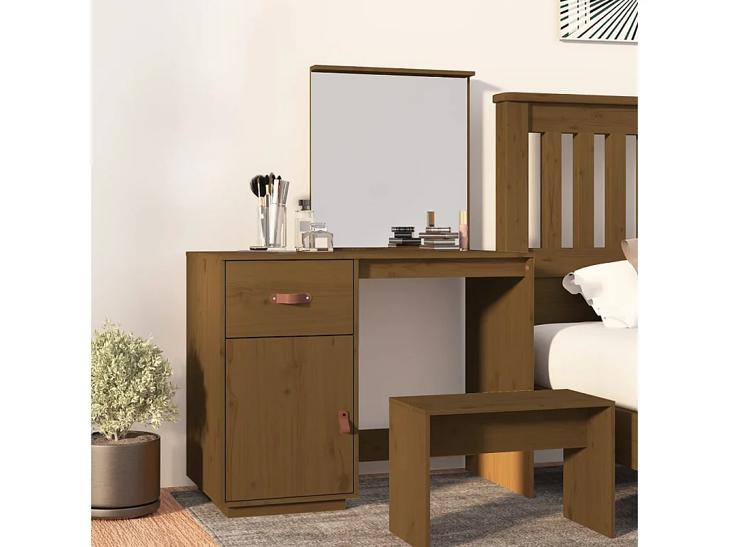 Coiffeuse Marron miel 95x50x134 cm Bois de pin massif