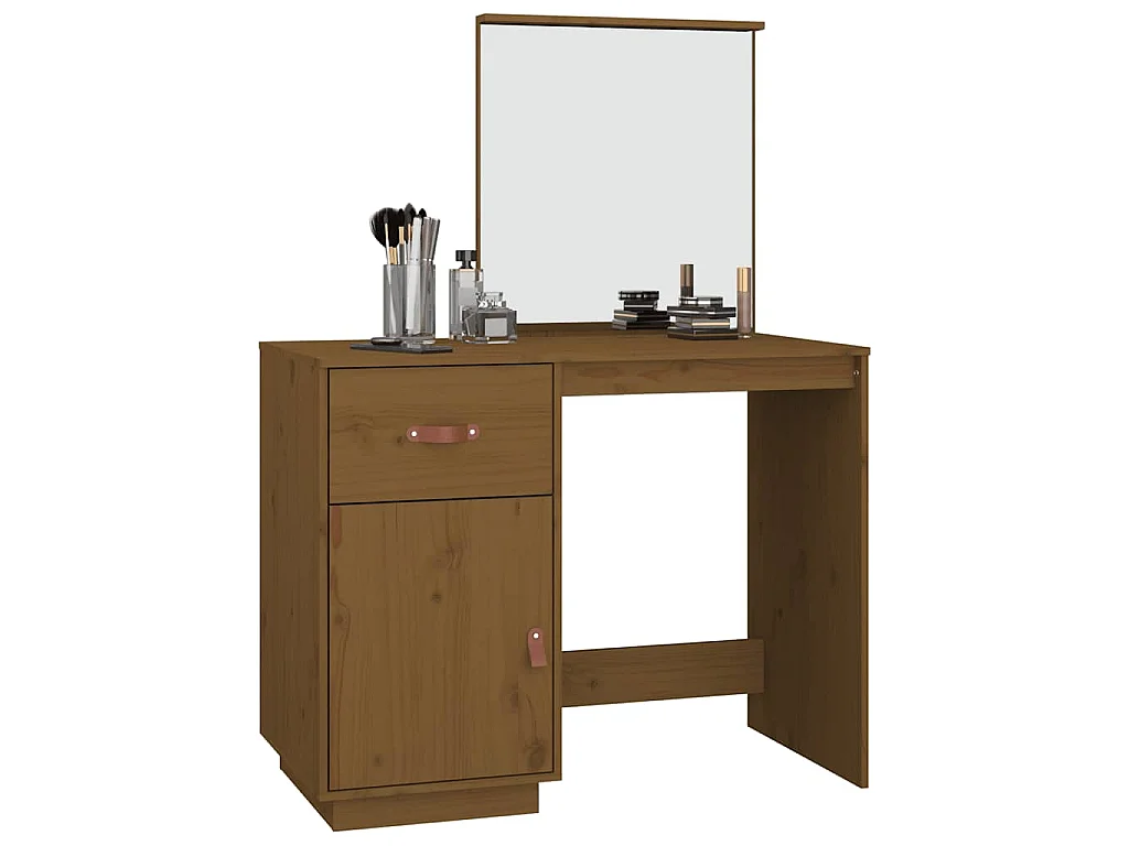 Coiffeuse Marron miel 95x50x134 cm Bois de pin massif