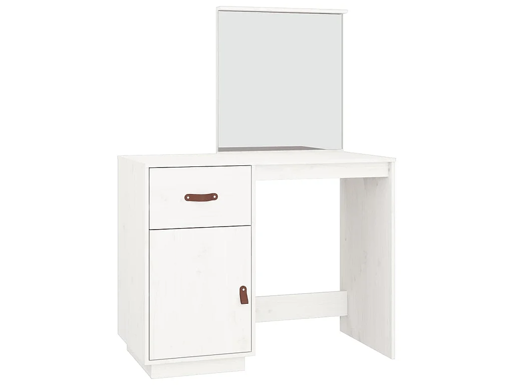 Coiffeuse Blanc 95x50x134 cm Bois de pin massif