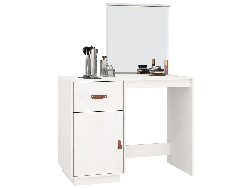 Coiffeuse Blanc 95x50x134 cm Bois de pin massif