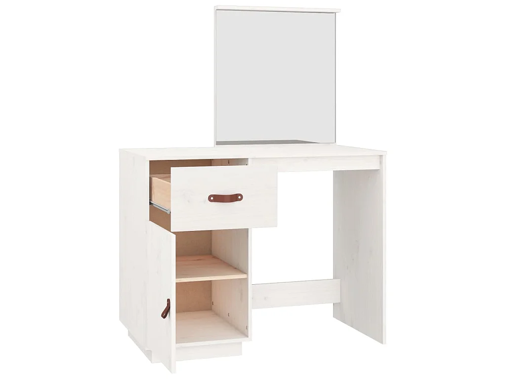 Coiffeuse Blanc 95x50x134 cm Bois de pin massif