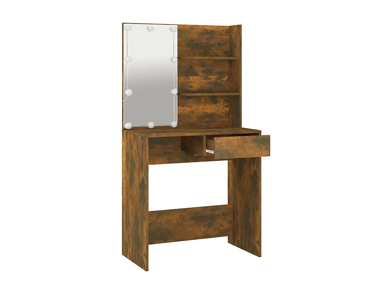 Schminktisch mit LED Braun Eiche 74,5x40x141 cm
