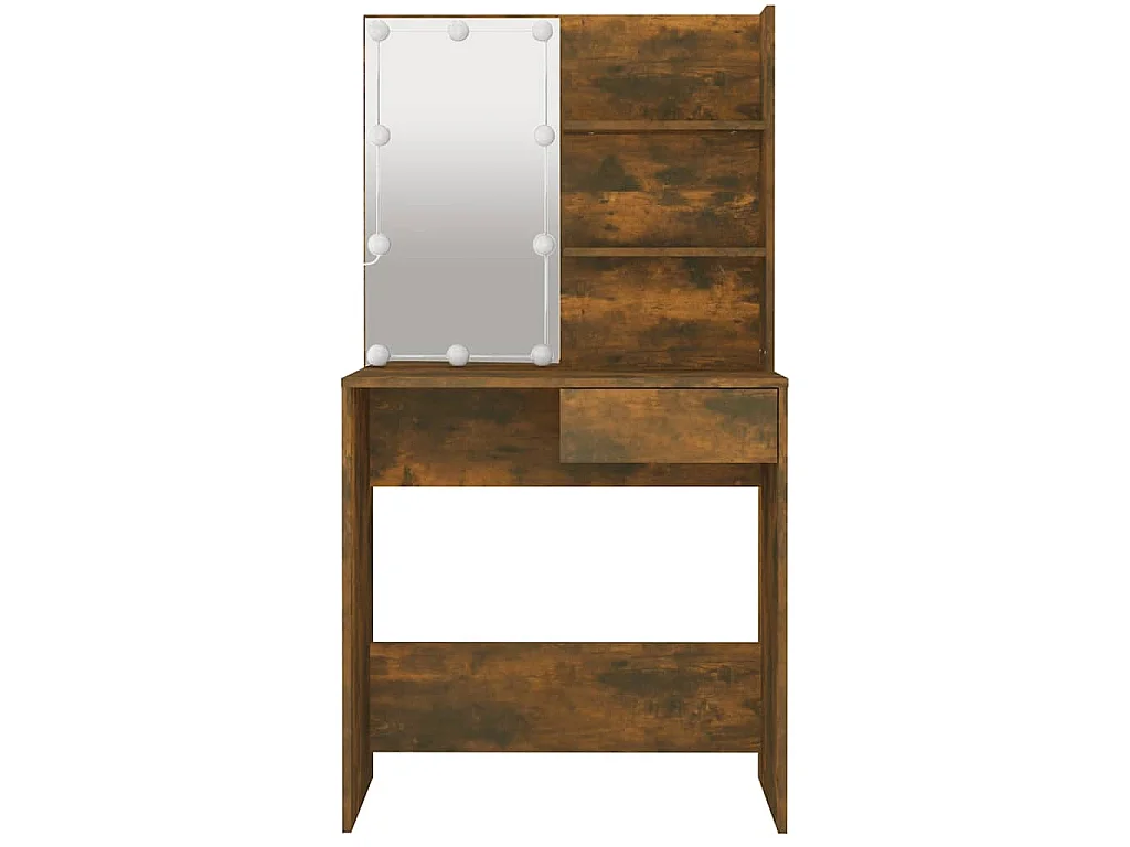 Schminktisch mit LED Braun Eiche 74,5x40x141 cm