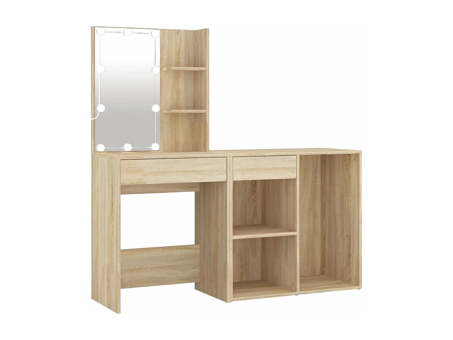 LED-Schminktisch mit Schrank Sonoma-Eiche Holzwerkstoff