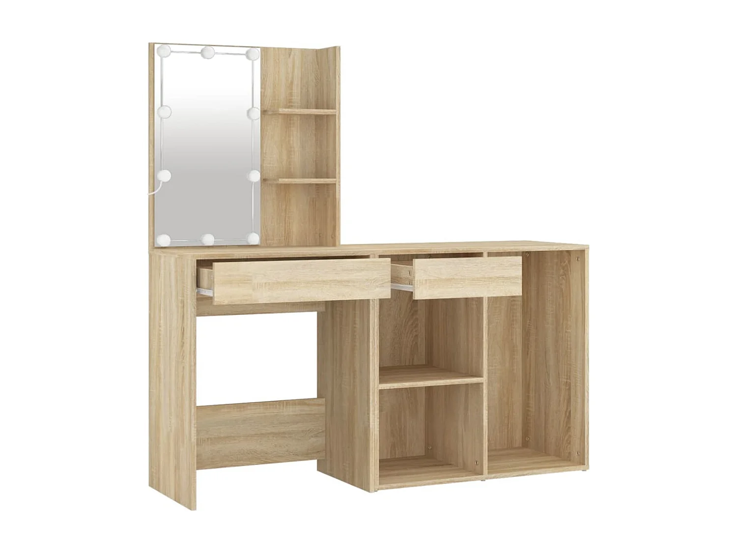 LED-Schminktisch mit Schrank Sonoma-Eiche Holzwerkstoff