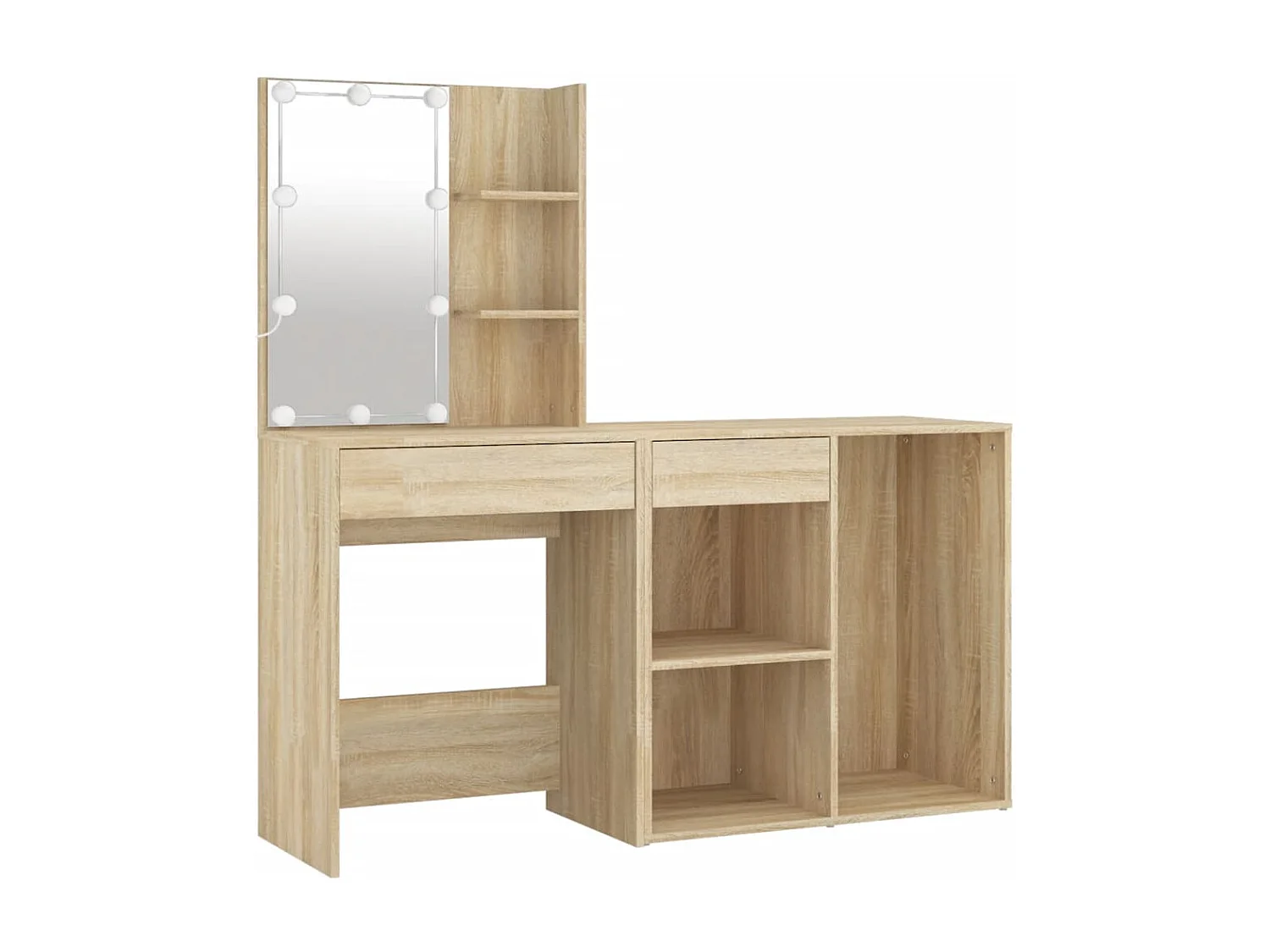LED-Schminktisch mit Schrank Sonoma-Eiche Holzwerkstoff