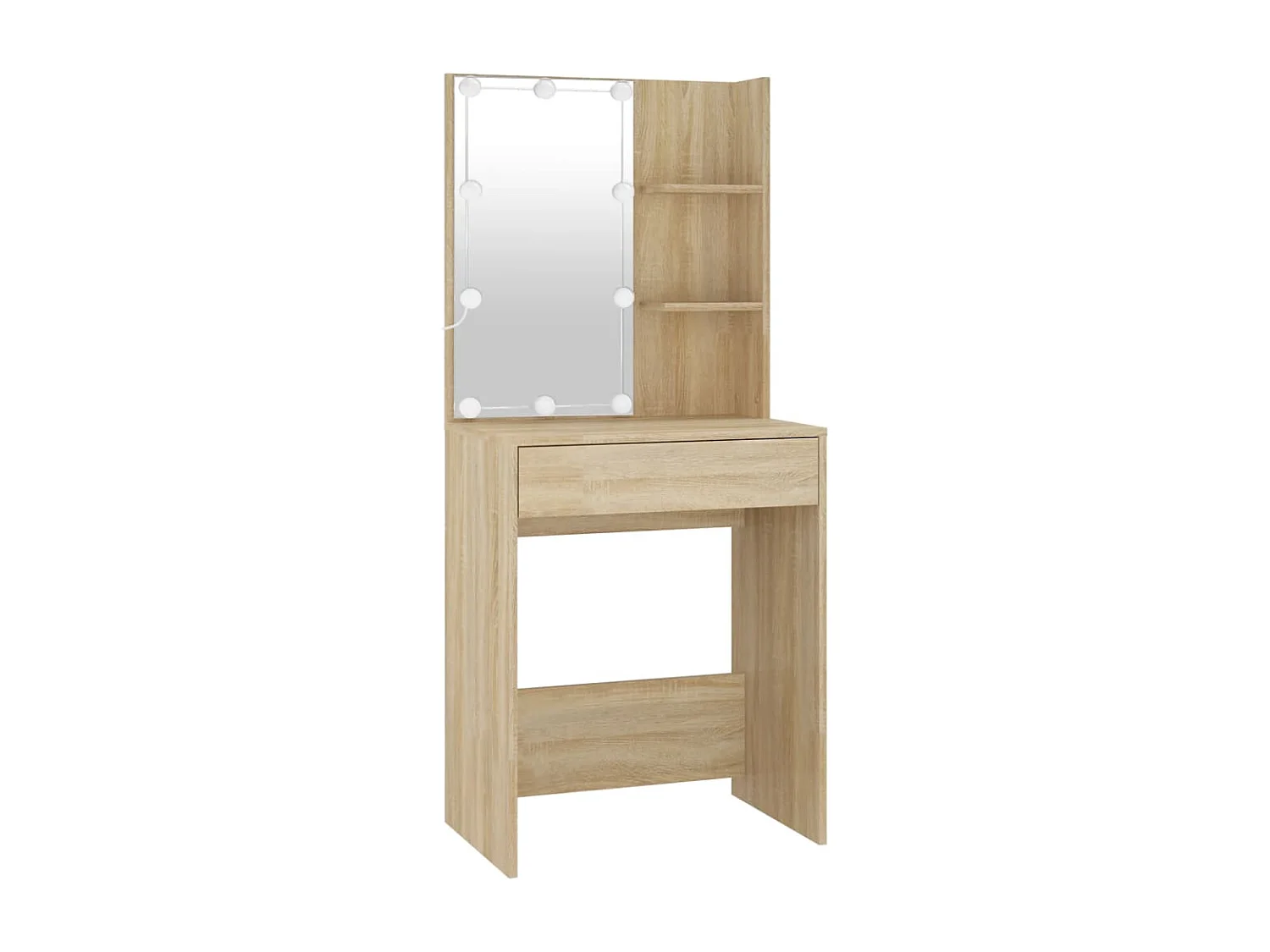 LED-Schminktisch mit Schrank Sonoma-Eiche Holzwerkstoff
