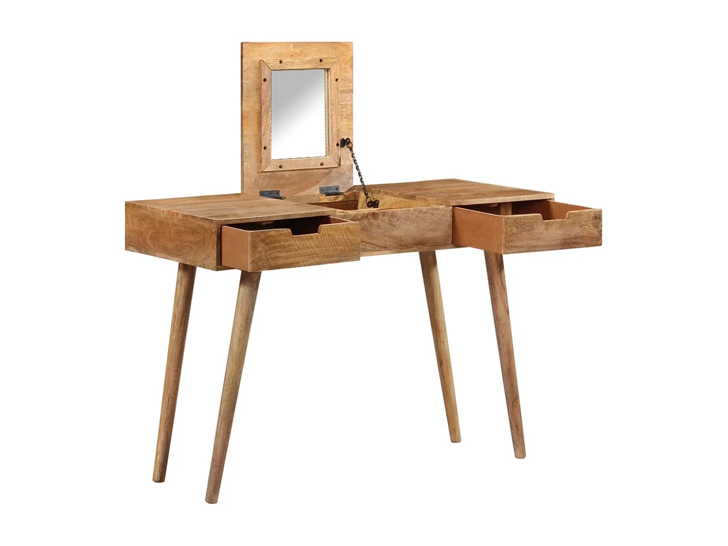 Mesa tocador con espejo madera maciza de mango 112x45x76 cm